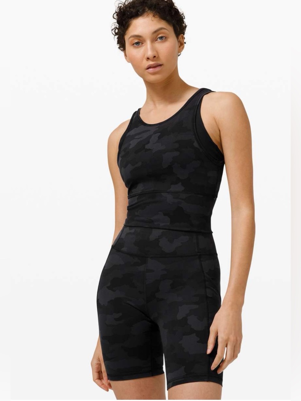 EUC Lululemon Power Pivot Everlux Tank Sz 4 / Small Heritage 365 Camo Deep Coal